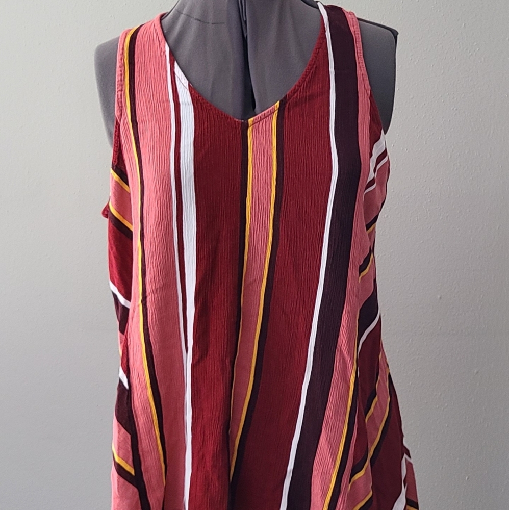 Massini Burgundy Pink Striped Tank Top Size XL